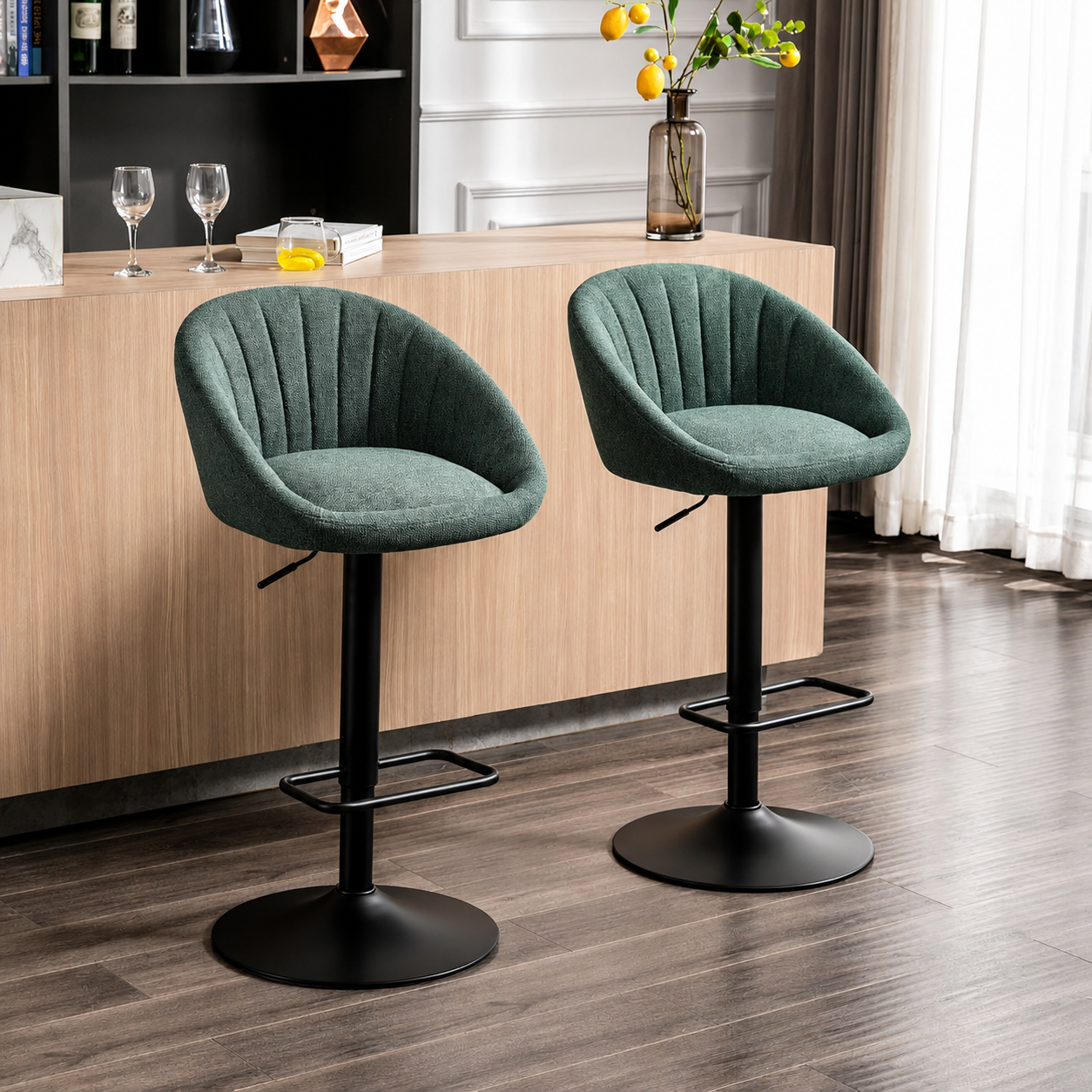 Tabourets de bar Pivotants & Réglables - Alexia - (Lot de 2)