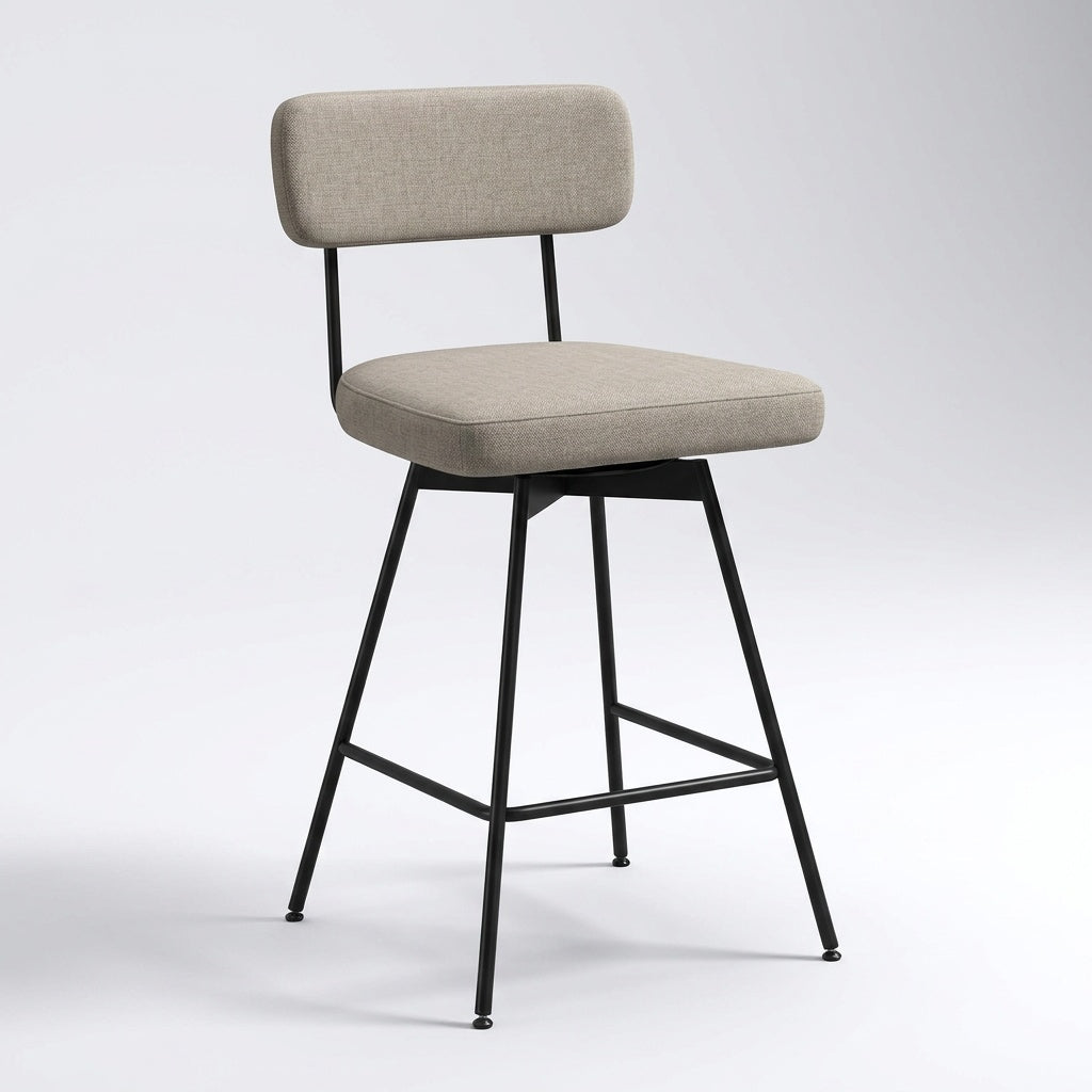 Tabouret de bar blanc lin - Alma