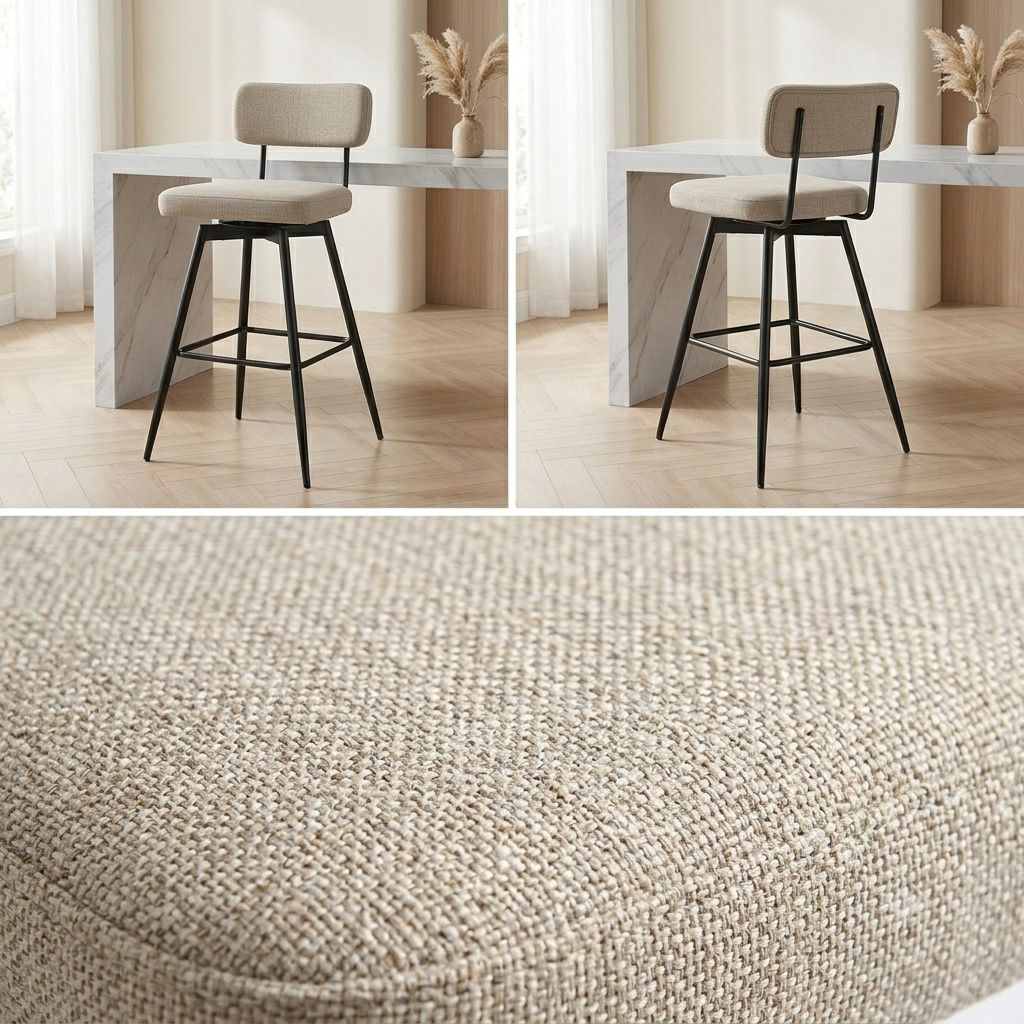Tabouret de bar blanc lin - Alma