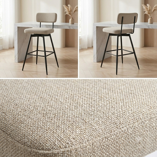 Tabouret de bar blanc lin - Alma