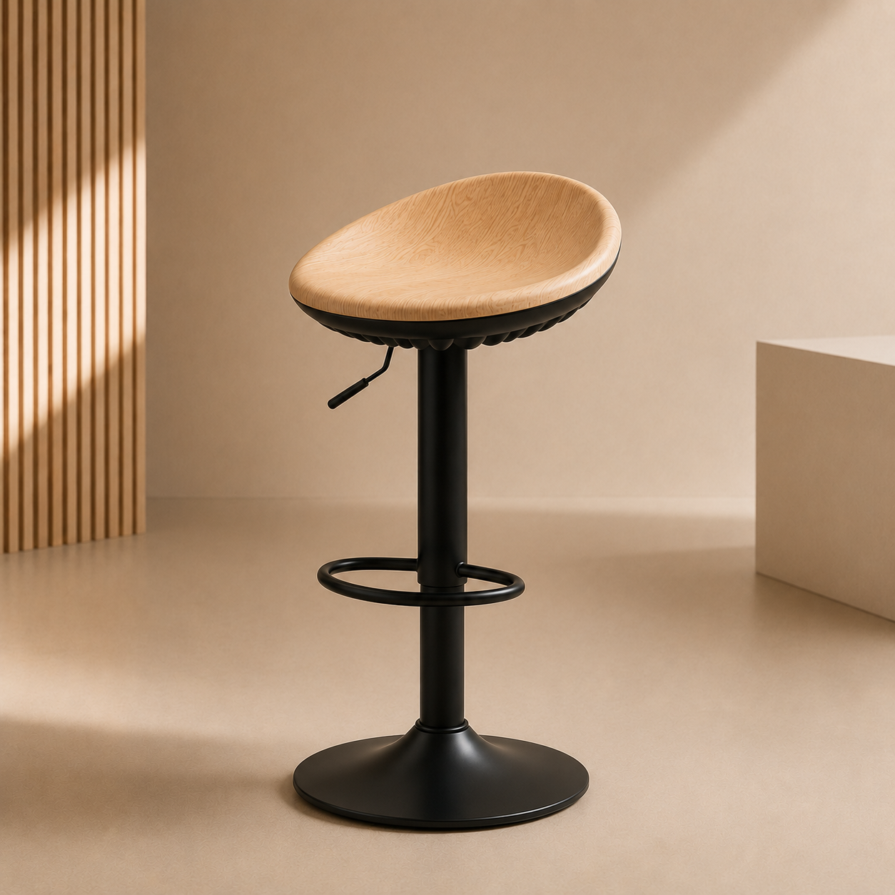 Tabourets de Bar Effet Bois Réglables Design Sans Dossier - Stockholm