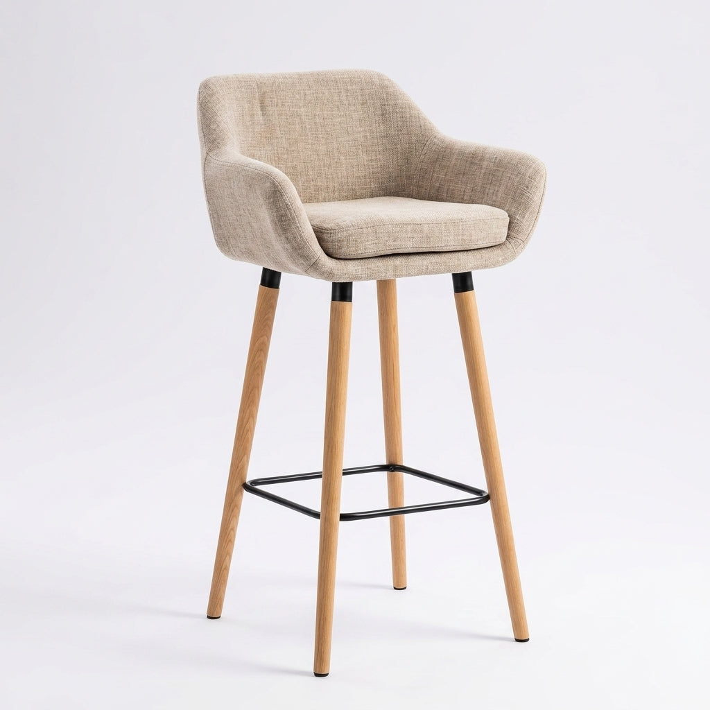 Tabourets de Bar Lin Beige & Bois Naturel - Lyon