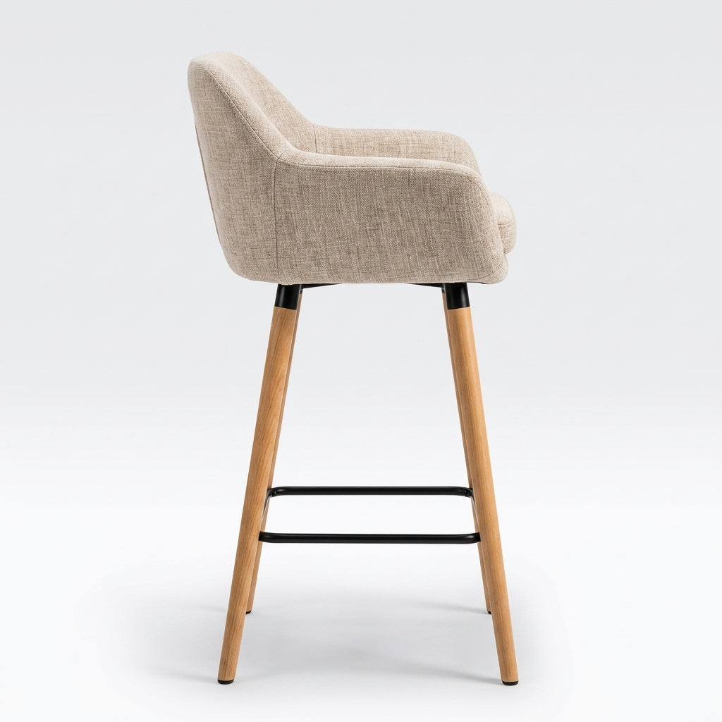 Tabourets de Bar Lin Beige & Bois Naturel - Lyon