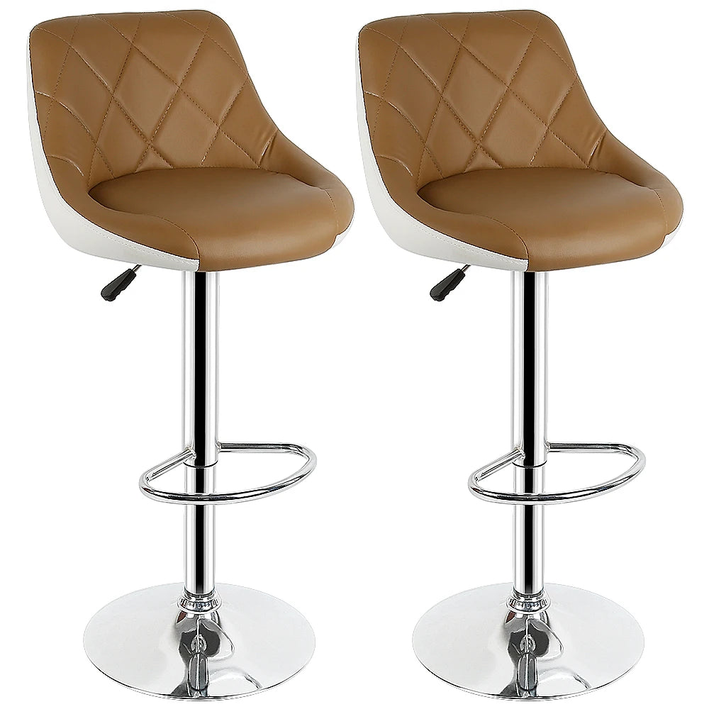 2 Pack PU Leather Bar Stools Swivel Counter Chair Height Adjustable Mid Back Bar Stools Hair Salon Home Kitchen Table (7 Colors)