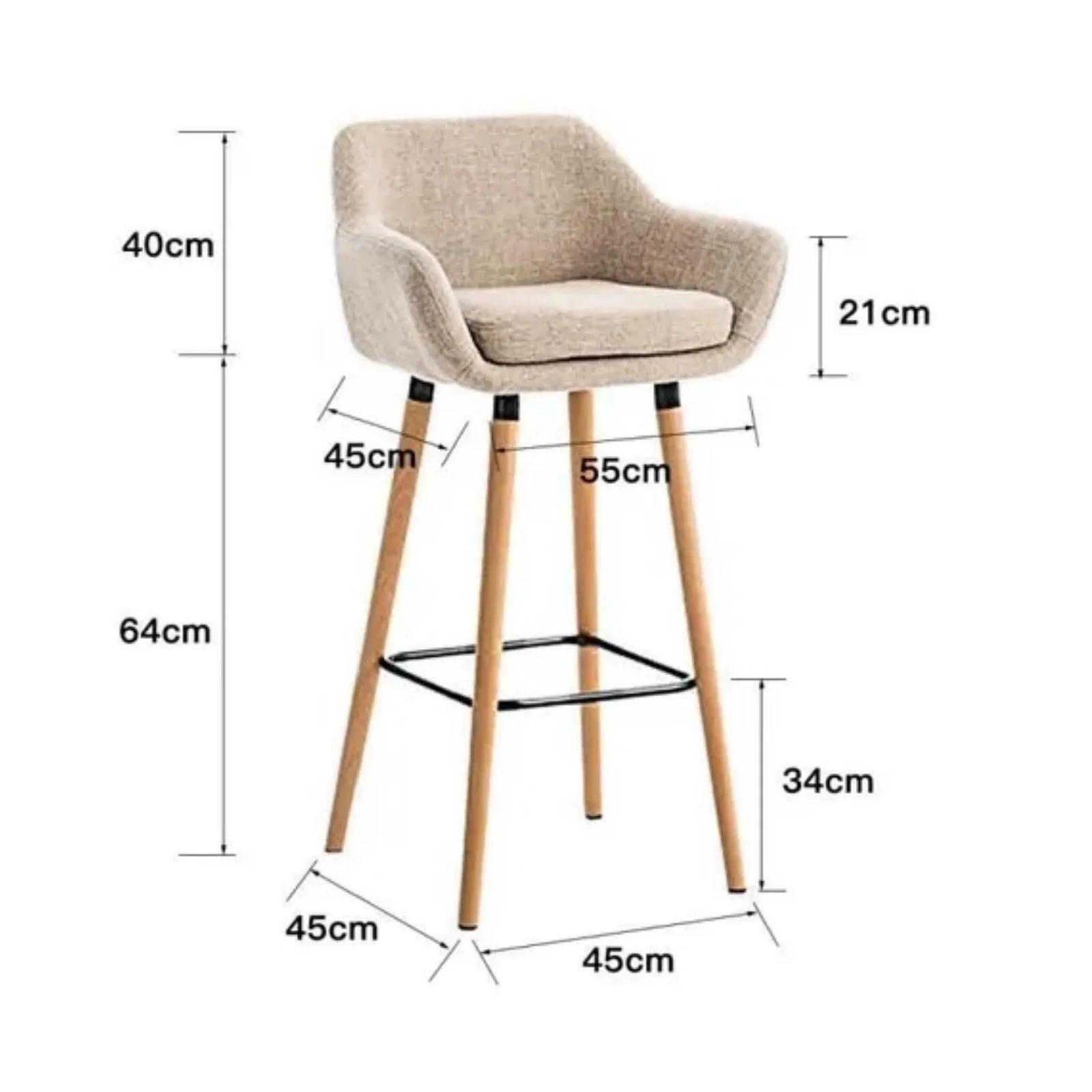 Tabourets de Bar Lin Beige & Bois Naturel - Lyon