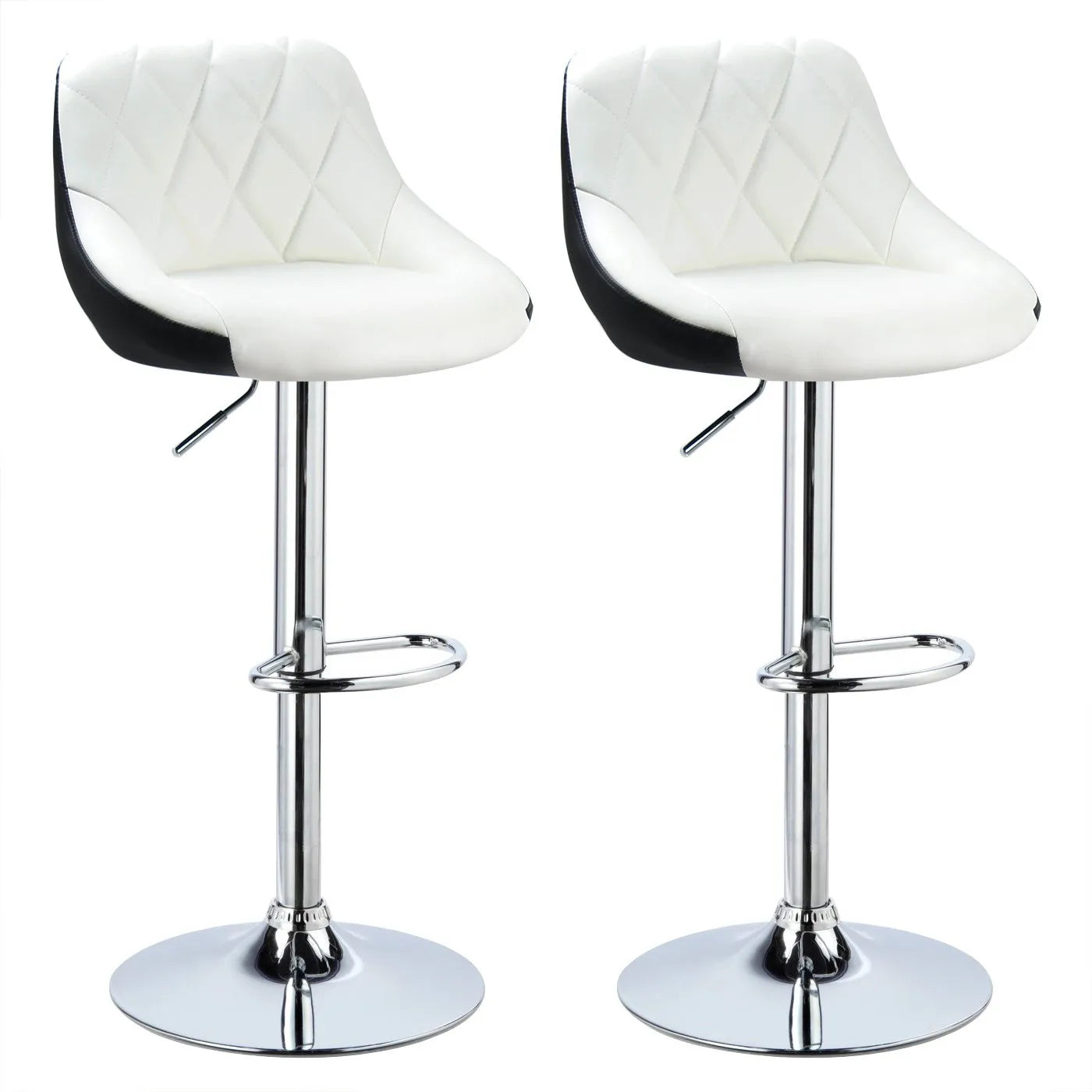 2 Pack PU Leather Bar Stools Swivel Counter Chair Height Adjustable Mid Back Bar Stools Hair Salon Home Kitchen Table (7 Colors)