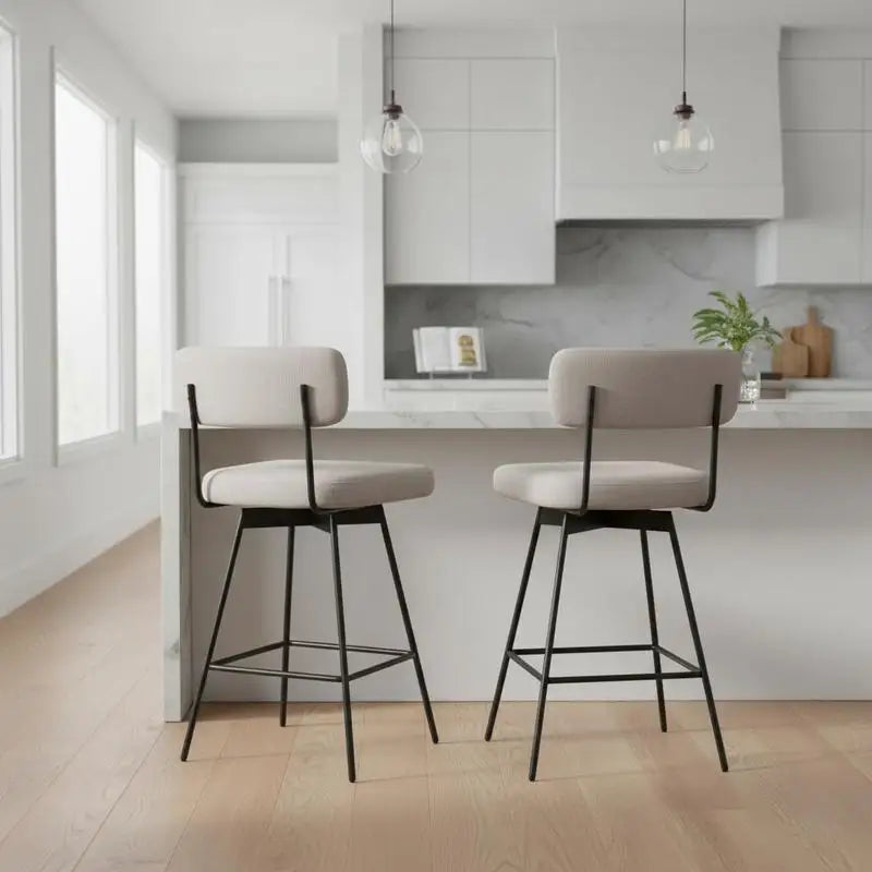 Tabouret de bar blanc lin - Alma