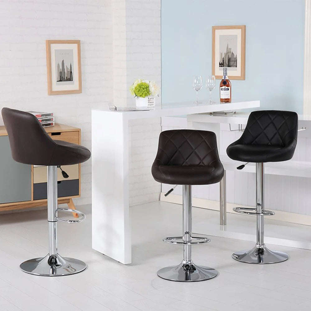 2 Pack PU Leather Bar Stools Swivel Counter Chair Height Adjustable Mid Back Bar Stools Hair Salon Home Kitchen Table (7 Colors)