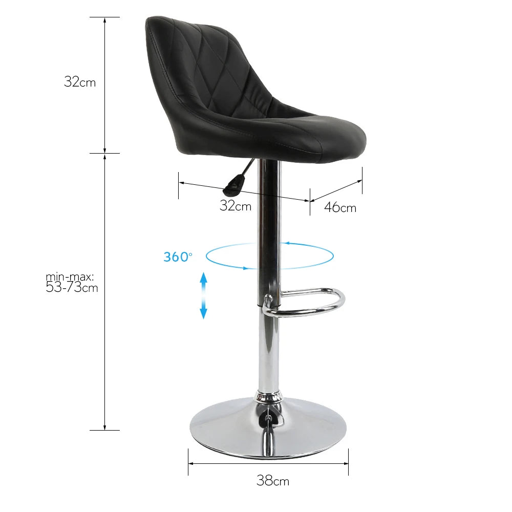 2 Pack PU Leather Bar Stools Swivel Counter Chair Height Adjustable Mid Back Bar Stools Hair Salon Home Kitchen Table (7 Colors)