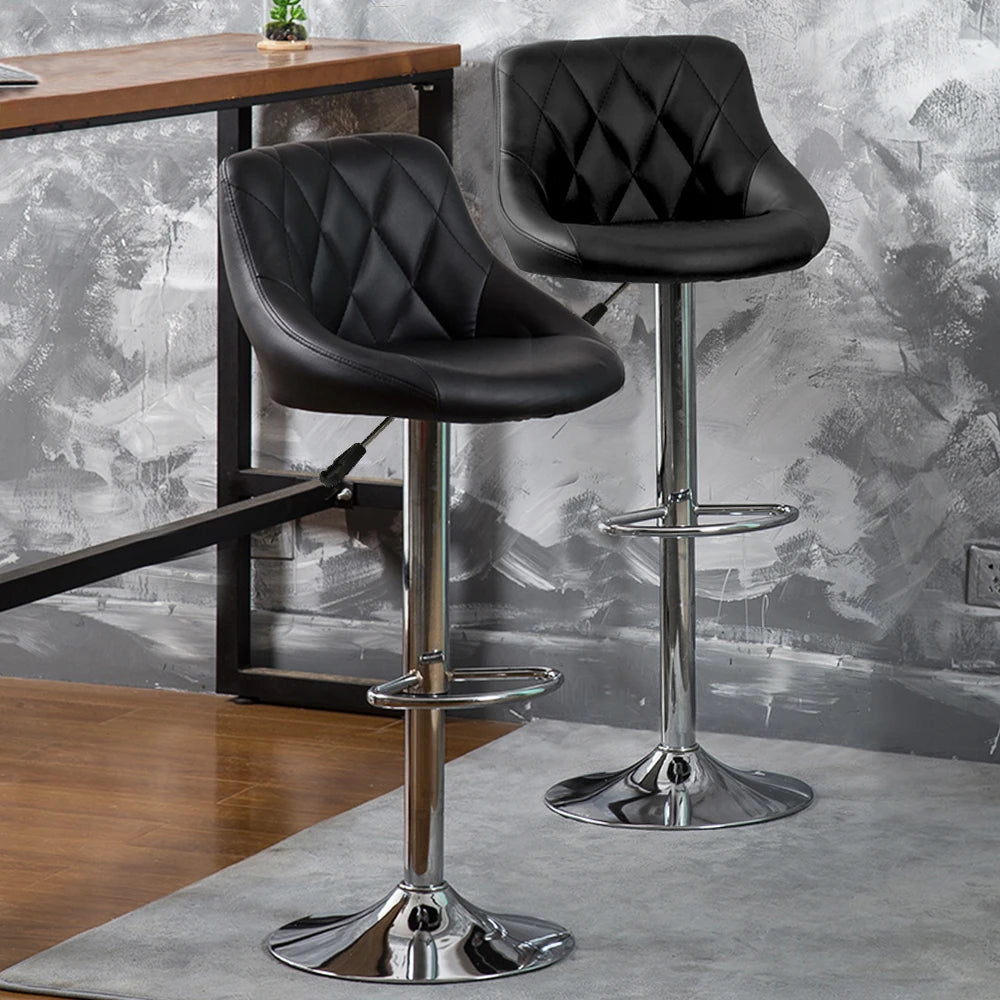 2 Pack PU Leather Bar Stools Swivel Counter Chair Height Adjustable Mid Back Bar Stools Hair Salon Home Kitchen Table (7 Colors)