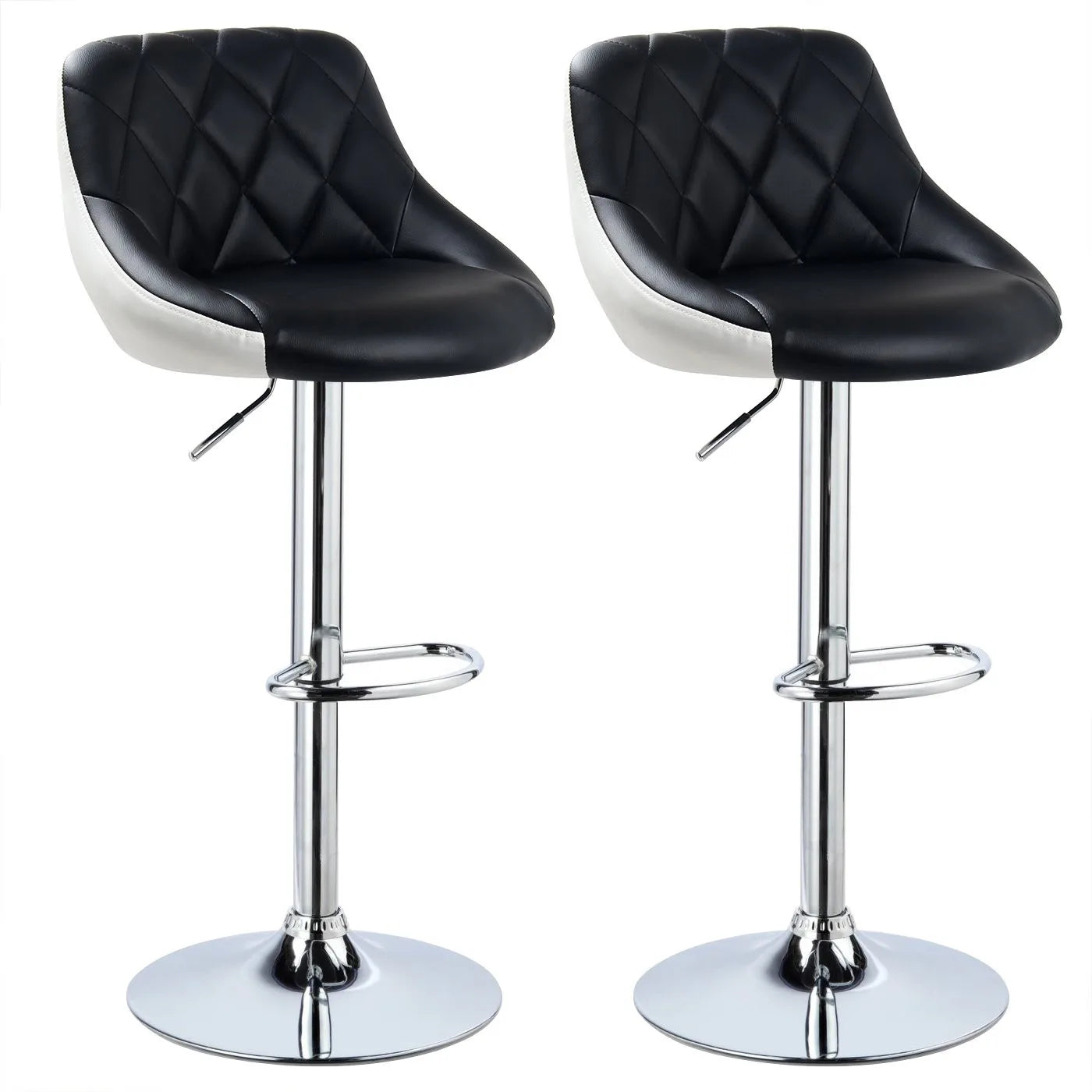 2 Pack PU Leather Bar Stools Swivel Counter Chair Height Adjustable Mid Back Bar Stools Hair Salon Home Kitchen Table (7 Colors)