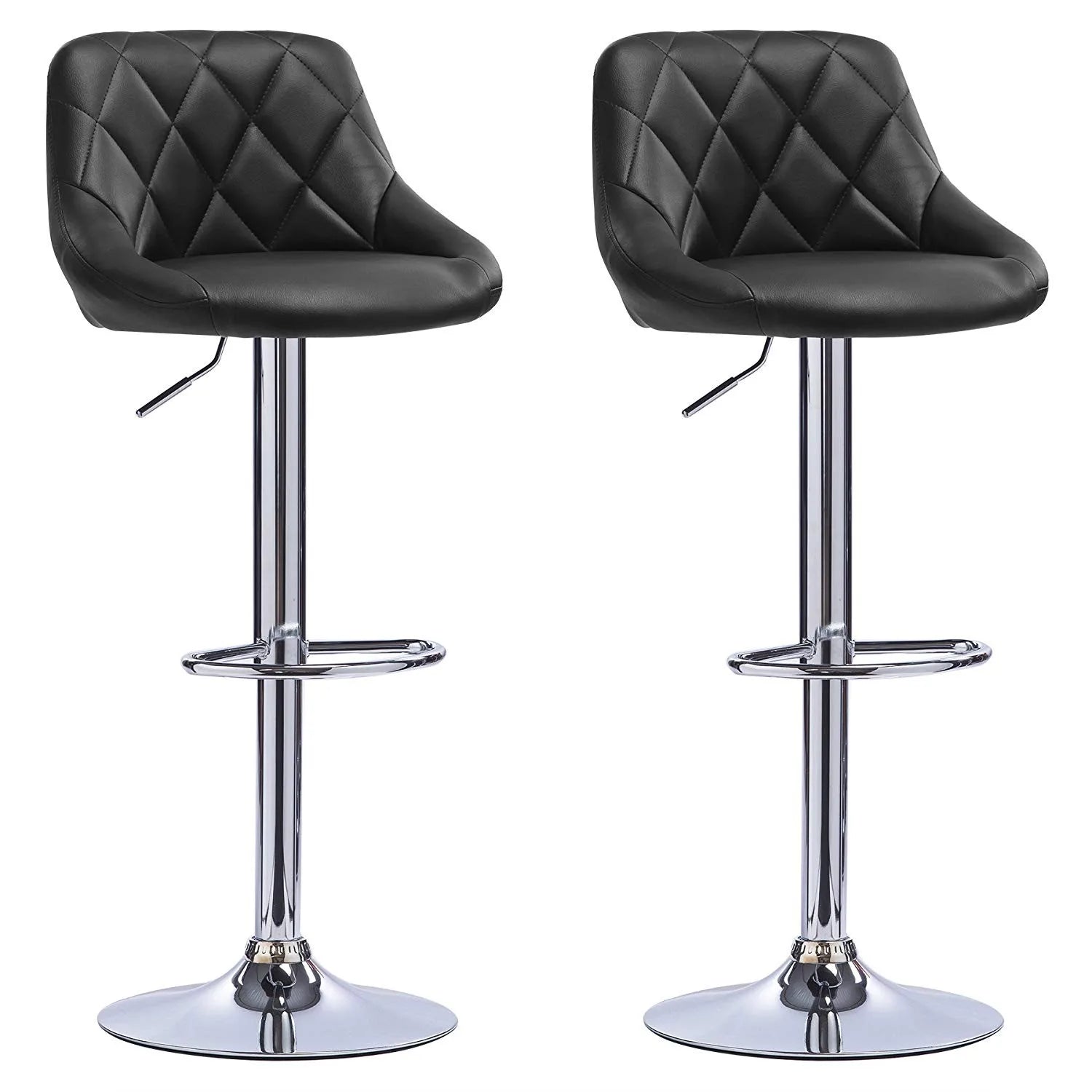 2 Pack PU Leather Bar Stools Swivel Counter Chair Height Adjustable Mid Back Bar Stools Hair Salon Home Kitchen Table (7 Colors)