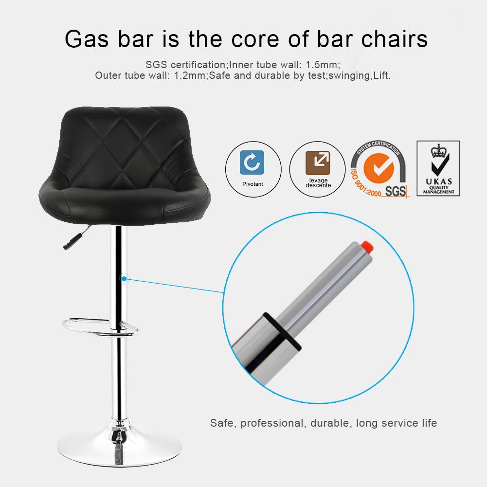 2 Pack PU Leather Bar Stools Swivel Counter Chair Height Adjustable Mid Back Bar Stools Hair Salon Home Kitchen Table (7 Colors)