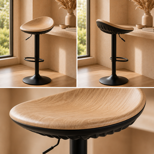 Tabourets de Bar Effet Bois Réglables Design Sans Dossier - Stockholm