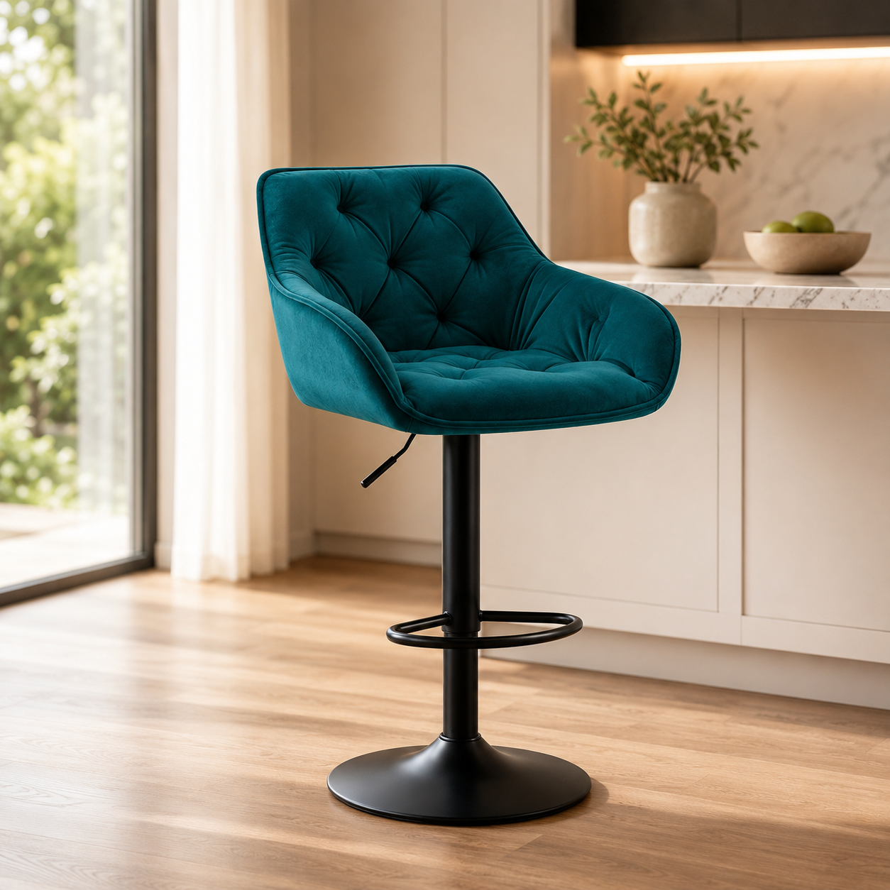 Tabourets de Bar Velours Émeraude - Mayfair (Lot de 2)