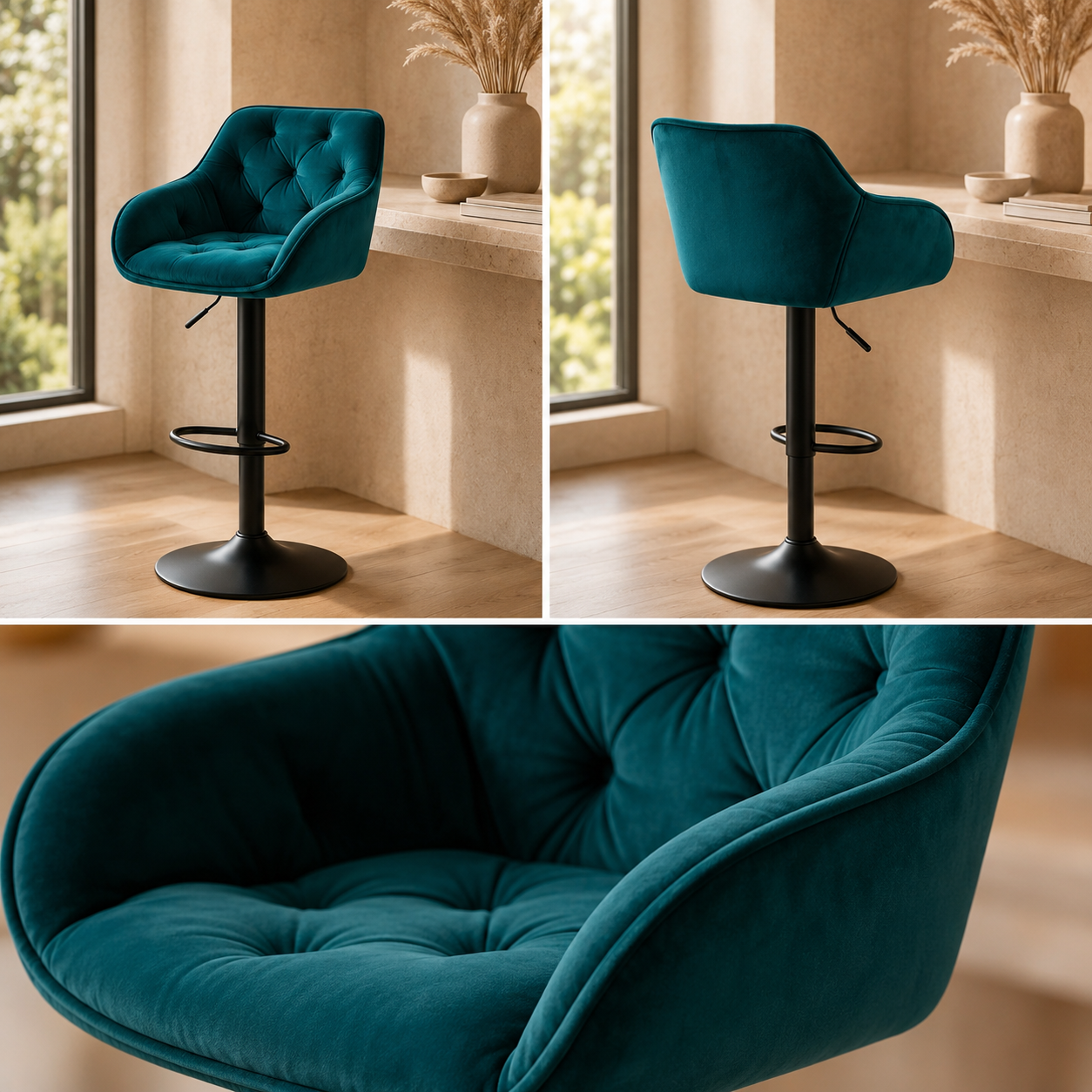 Tabourets de Bar Velours Émeraude - Mayfair (Lot de 2)